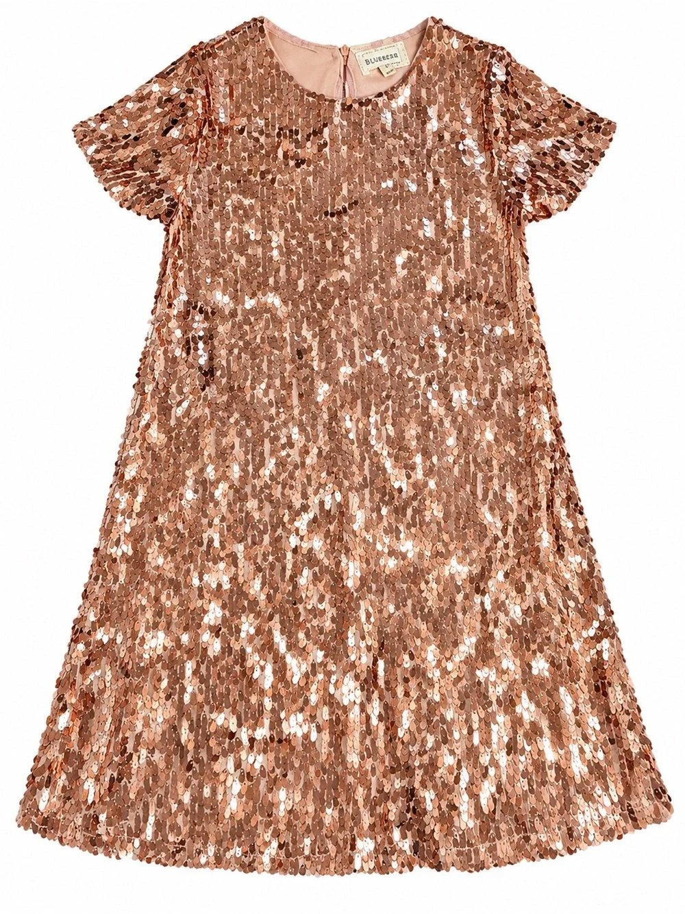 Btween Girls Size 8 Rose Gold Sequin Dress Short Sleeve Holiday Party Sparkle